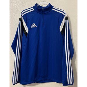 Adidas Mens Blue White Stripes ClimaCool Long Sleeve Quarter-Zip Pullover Size L
